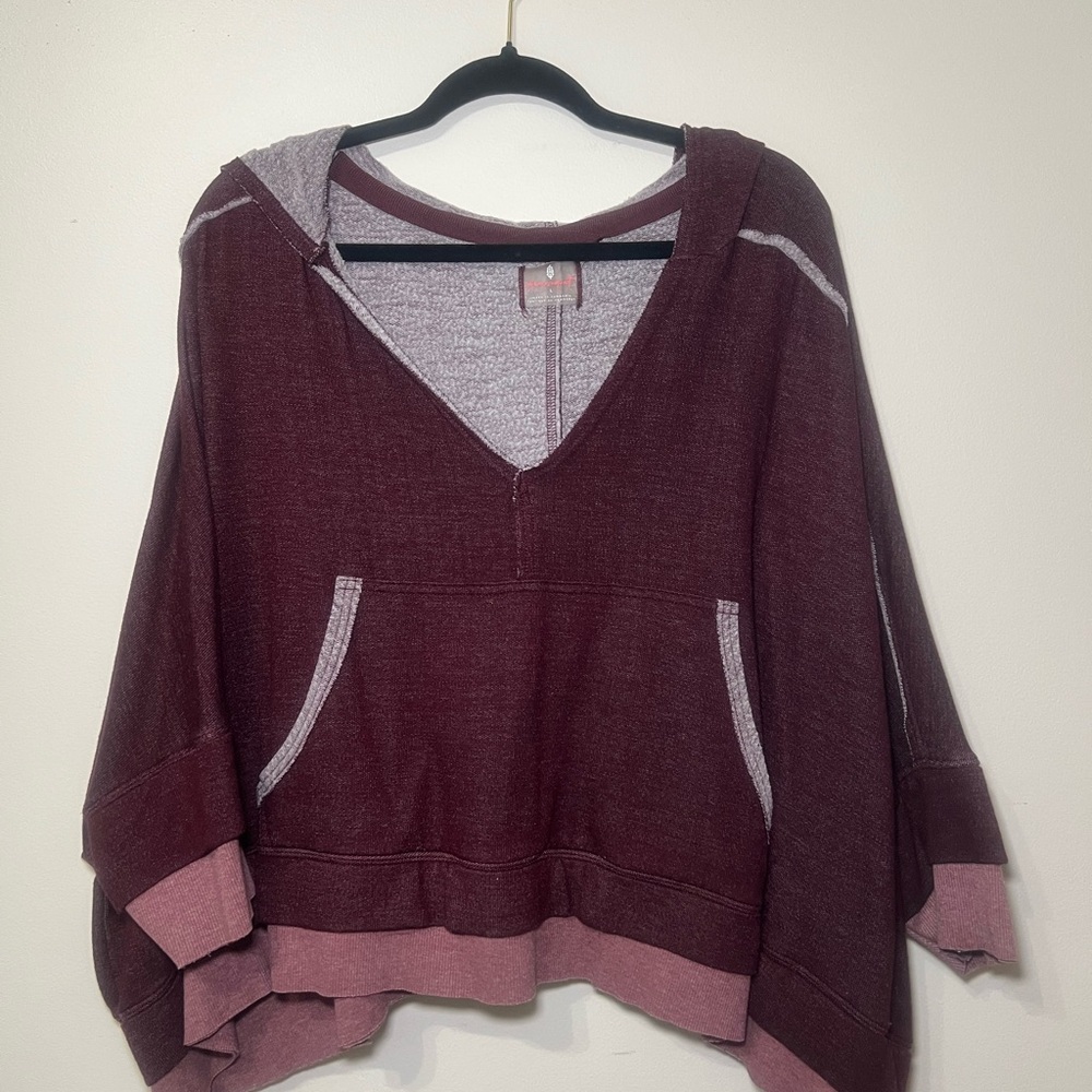 Free People Movement Burgundy Bonfire Hoodie - Picture 2 of 4